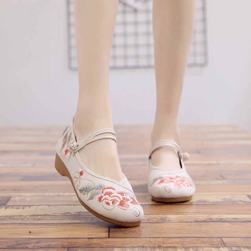 5colors Embroidery Shoes Handmade Shoes Chinese Shoes Tang Suit Hanfu Shoes Ethnic Style Size 35-41 Heel 3cm