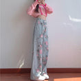 Load image into Gallery viewer, [REHUO Series]★Denim Pants★ Trousers Bottoms Rose Print Spring/Summer Light Blue Blue Stylish
