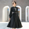 Load image into Gallery viewer, [Dust smoke and cloud dream series] ★China style dress★ With belt, long sleeves, embroidery, black, black SML, slimming, Chinese elements
