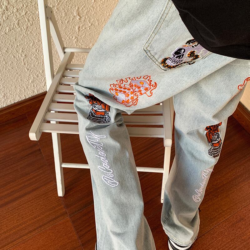 [YOULIN Series]★Denim Pants★ 2color Bottoms Trousers Unisex Men's Large Size Unique Slimming