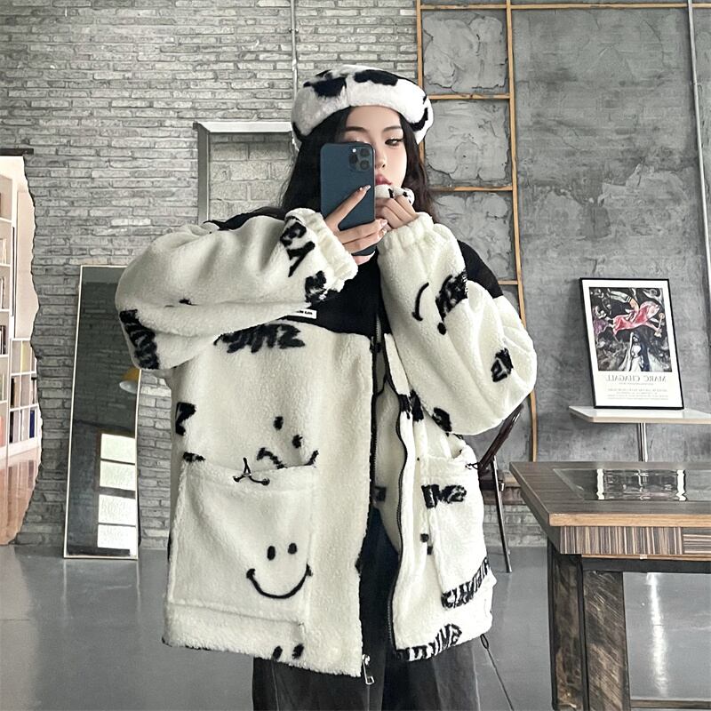 [Style Series] ★Outer★ 2color Jacket Unisex Men's Black White Black White Thick Warm