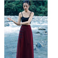 Load image into Gallery viewer, [Da Qinglong Shu Series]★China style skirt★ PU skirt China button red red Chinese clothes slimming slit
