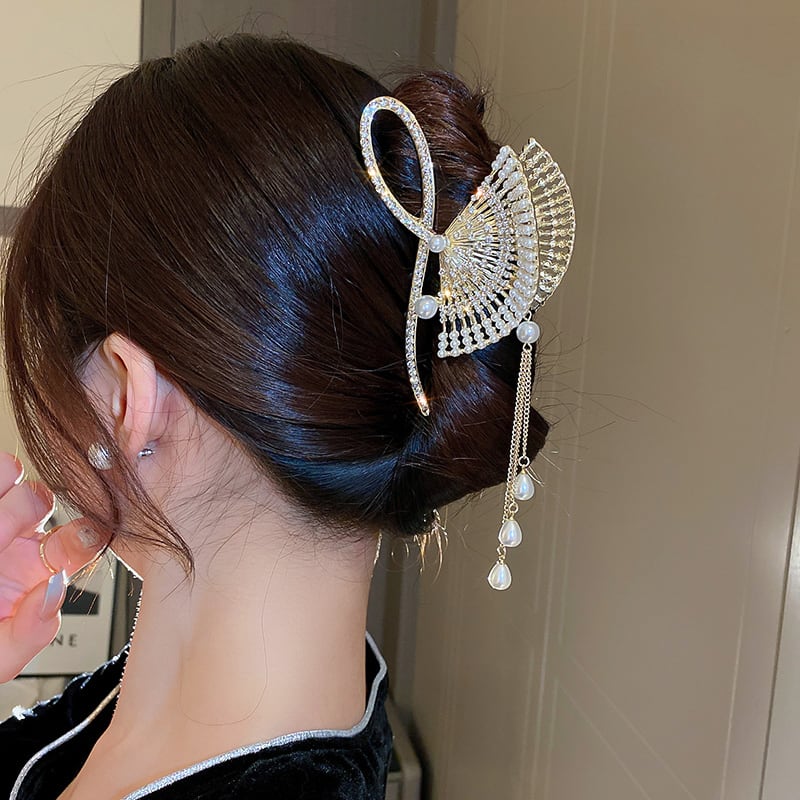 [Drejew Series]★Chinese style hair ornament★ Hair clip, ladies' accessory, folding fan, fringe, retro bun, gift for women