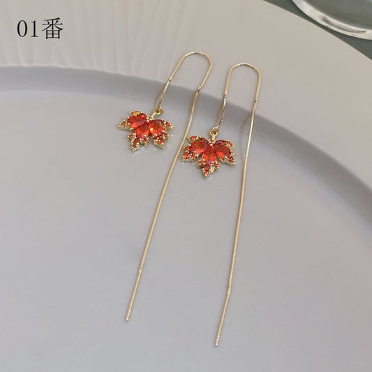 [Blue Series] ★Earrings★ 3 types of earrings, pair, women's accessories, maple, red, cute, leaf, improves temperament