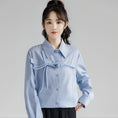 Load image into Gallery viewer, [ZISU0 Series]★Shirt★ Tops Designed Fashion Retro Blue Blue Commuting Office Lady Easy to match
