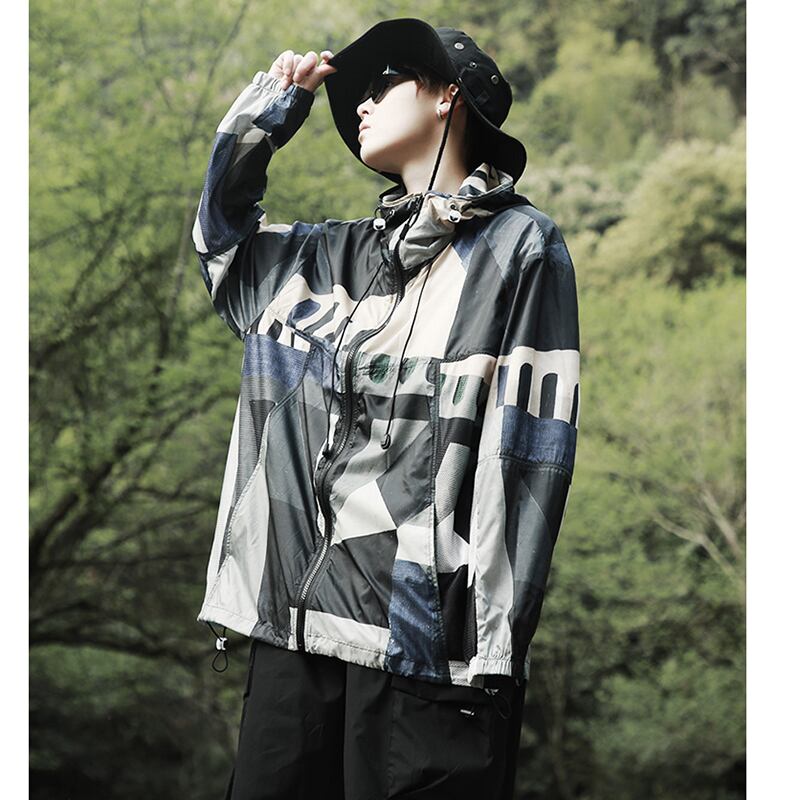 [SIN87 Series] ★UV protection★ UPF50+ Sun protection, cooling protection, thin outerwear, print, unisex, men's