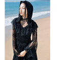 Load image into Gallery viewer, [Daiseiryusu Series] ★One Piece★ Lace Hat is removable Designed Black Black Long length
