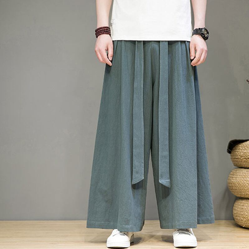 [JUNYI Series]★China Style Pants★ 3color Gaucho Pants Plain Unisex Men's Black White Large Size