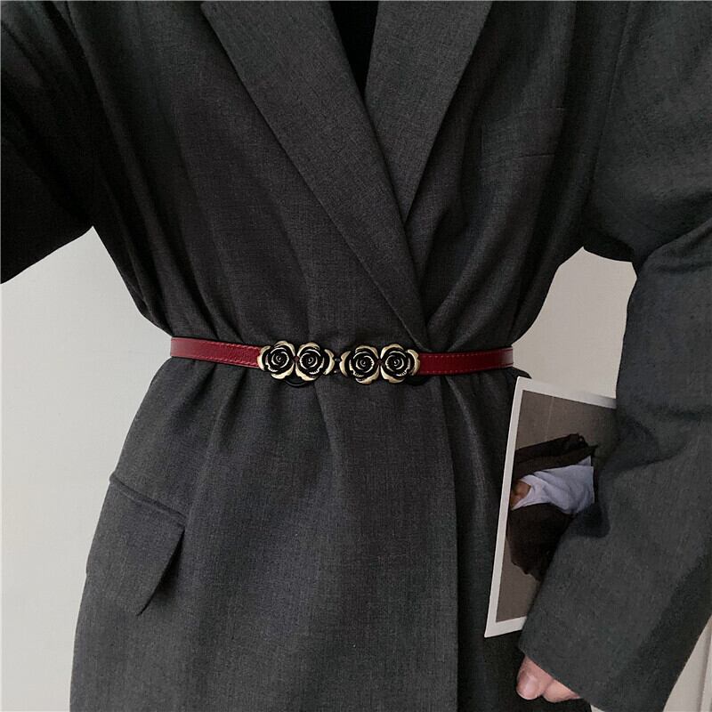 [Yuwei Series]★Belt★ 6color Accessories PU Alloy Rose Accessories Black Black Black White Red Brown