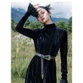 Load image into Gallery viewer, [Big Blue Dragon Series] ★China style dress★ Velvet changeover slimming black black slit
