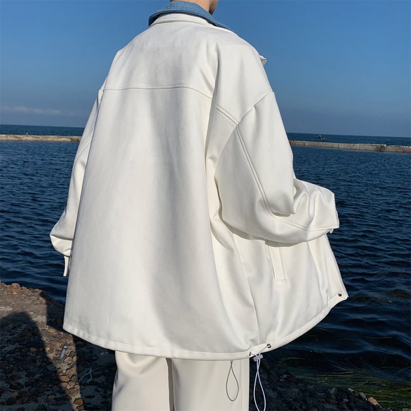 [MANYSTON Series]★Jacket★ Outerwear 2color Faux Layered Unisex Men's White Black Casual