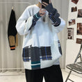 Load image into Gallery viewer, [Gyoshoen Series] ★Tops★ 2color Black or White Switching Casual Unisex Loose Plaid Pattern Black White
