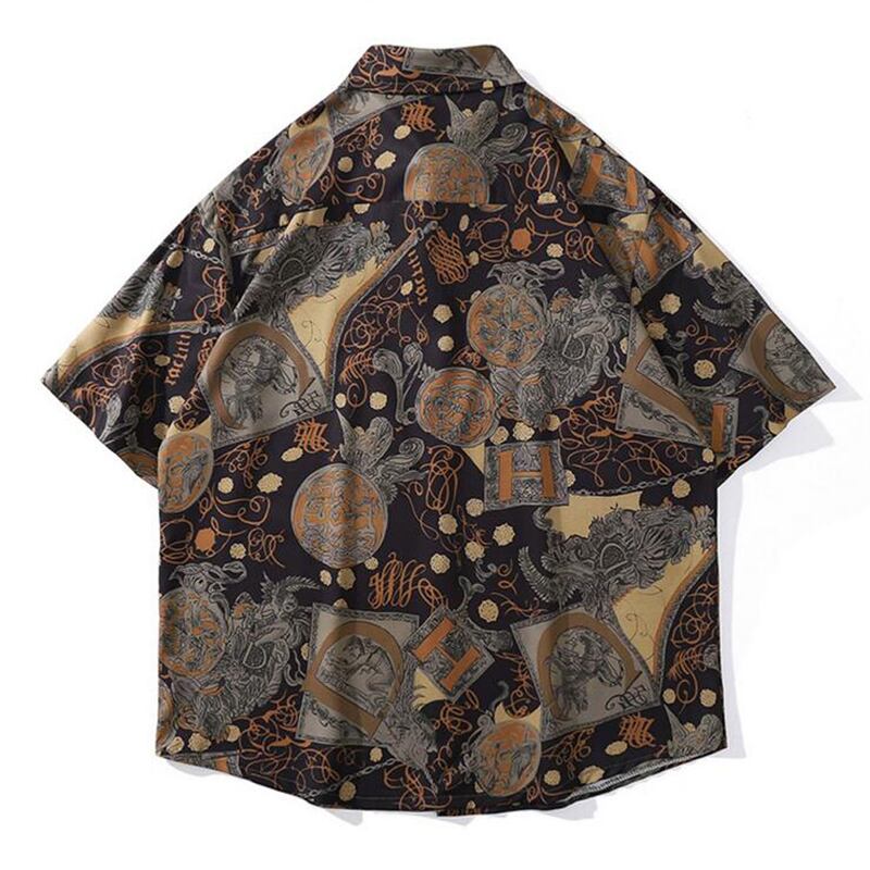 [TRAVEL ISSUANCE Series]★Retro Shirt★ Print Ethnic Style Short Sleeve Tops Unisex ML XL 2XL