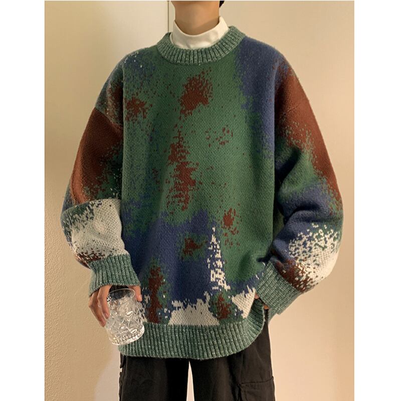 [GUOCHAO Series]★Sweater★ 2color Tops Christmas New Year Snowman Unisex Men's Red Green