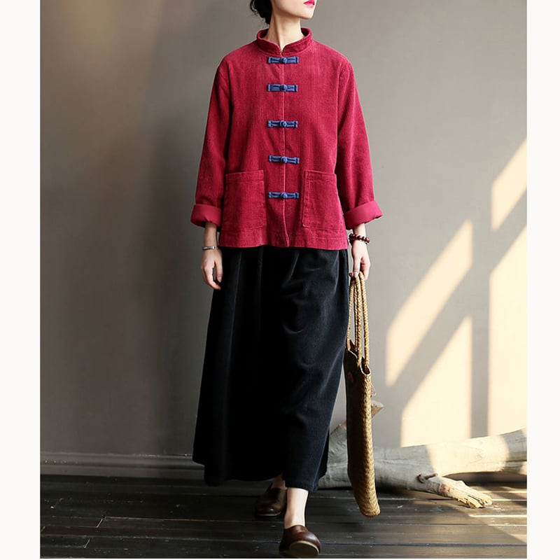 [Song Dynasty Series]★China style tops★Outerwear 3color Improved Tang suit Casual wear Black Camel Red Elegant