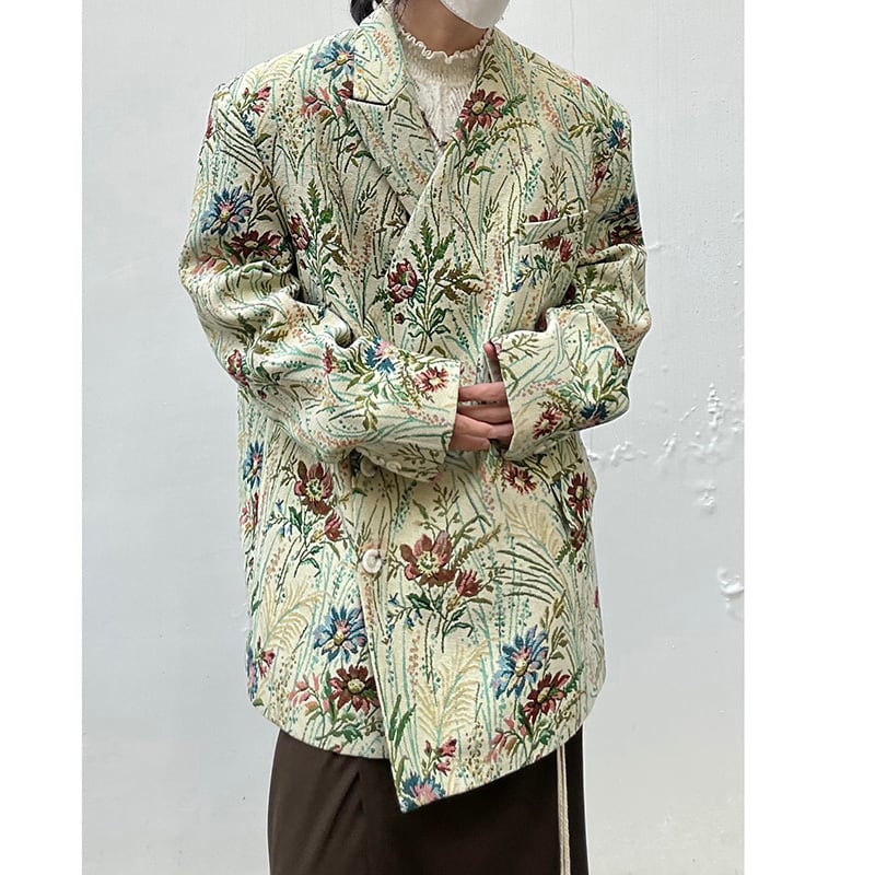 [14GSL Series]★China style outerwear★ Blazer Floral Pattern Retro Unisex Men's Casual ML XL