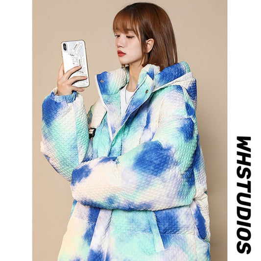 [Morimoto Series] ★Winter Coat★ 3color Cotton Coat Unisex Men's Print Gray Blue Green