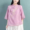 Load image into Gallery viewer, [Qing Series]★Chinese style tops★ 4color Chinese style shirt, Chinese clothes, summer clothes, Chinese clothes, Tang clothes, blue, white, pink
