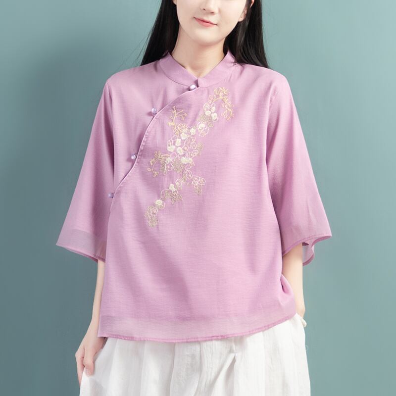 [Qing Series]★Chinese style tops★ 4color Chinese style shirt, Chinese clothes, summer clothes, Chinese clothes, Tang clothes, blue, white, pink