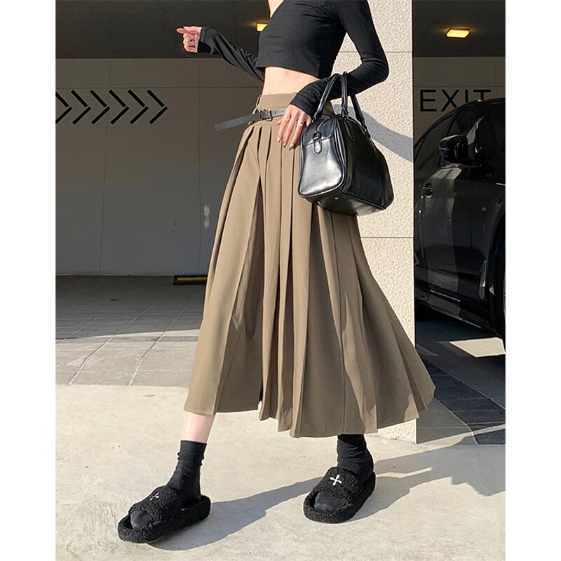 [Shoujo Kaira Series]★Skirt★ 3color Bottoms Pleated Skirt Black Gray Black Gray Slimming Easy to Match SML