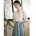 Load image into Gallery viewer, [QIYC Series] ★Chinese style shirt★ V-neck short sleeve tops, summer clothes, improves temperament, improved Hanfu, Hanfu tops, gives a gentle impression
