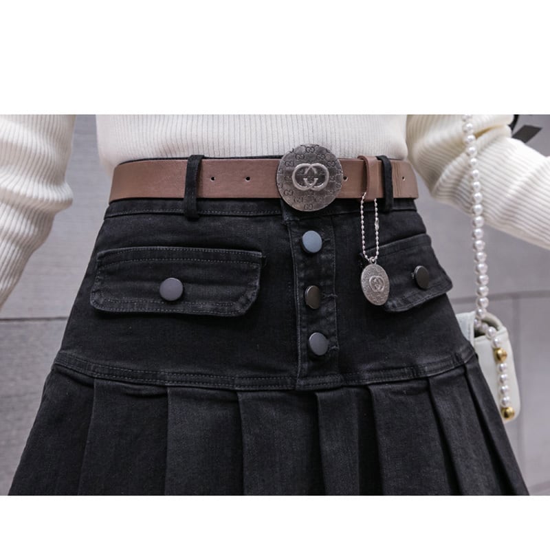 [DIANTOU series]★Skirt★ Mini skirt Denim skirt Black Black bottoms Fashion