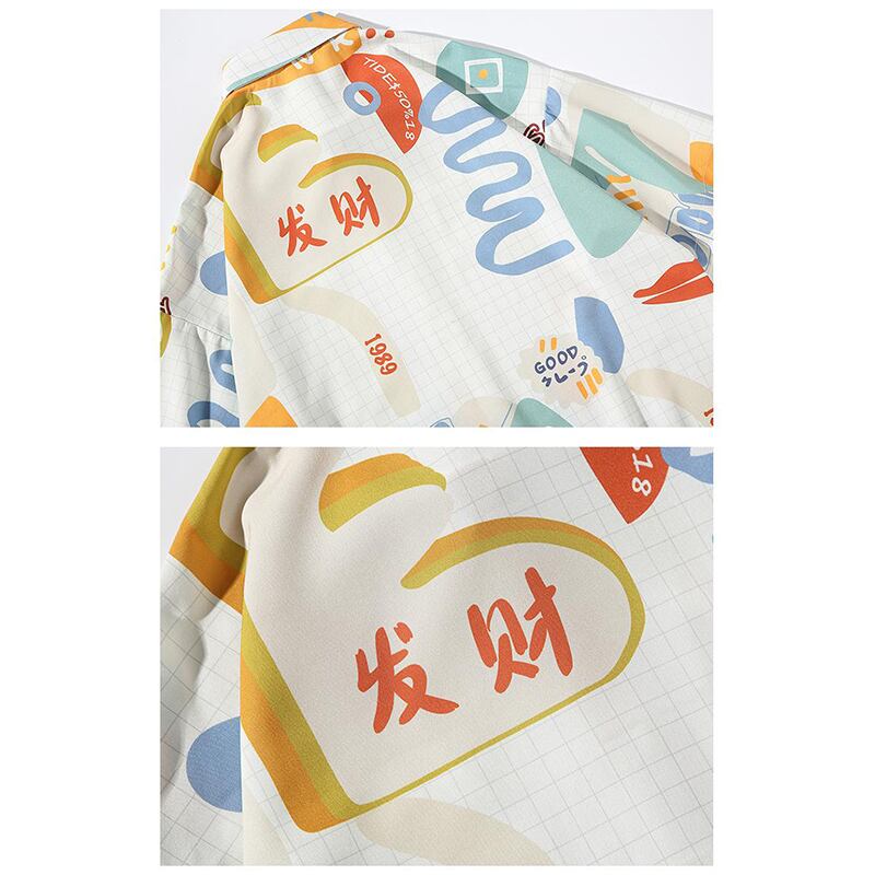 [MUCHUANLANG Series]★Shirt★ Tops 2color Unisex Men's Large Size Unique Travel Beach