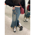 Load image into Gallery viewer, [OURI Series]★Denim Skirt★ Long Skirt Bottoms Large Size Star Star Fashionable Wear
