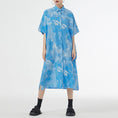 Load image into Gallery viewer, [YIDAO Series]★Shirt dress★ 2color long shirt print retro floral pattern loose blue gray summer clothes
