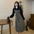 Load image into Gallery viewer, [Dong Xiaojie Series] ★Checked dress★ Large size, fake layered, slimming, retro, cute, easy to match
