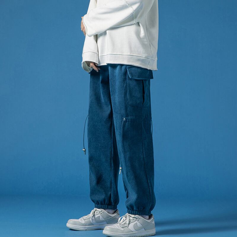 [BIGEMAN Series] ★Casual Pants★ 2color, 3/4 length bottoms, trousers, unisex, men's, large size, slimming, black, blue, stylish