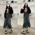 Load image into Gallery viewer, [OURI Series]★Denim Skirt★ Long Skirt Bottoms Large Size Star Star Fashionable Wear
