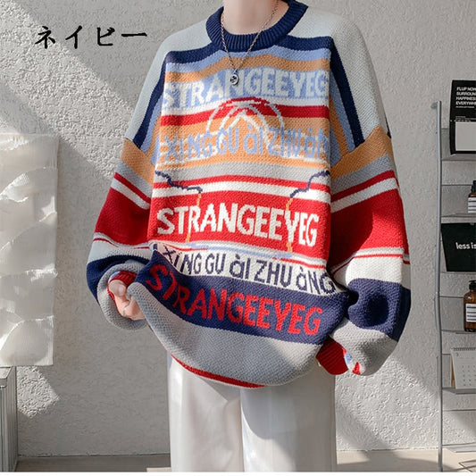 [ZHUIYI Series] ★Sweater★ 2color knit tops Unisex Men's Large size Aya Cute