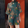 Load image into Gallery viewer, Improved Chinese dress, party, carp, good luck, after-party, good temperament, retro, print, ethnic style, A-line, SML
