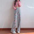 Load image into Gallery viewer, [REHUO Series]★Denim Pants★ Trousers Bottoms Rose Print Spring/Summer Light Blue Blue Stylish
