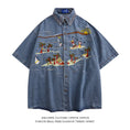 Load image into Gallery viewer, [DESCHPE Series]★Denim shirt★ Tops, short sleeve shirt, unisex, men's, embroidery, casual, unique, blue, summer clothes
