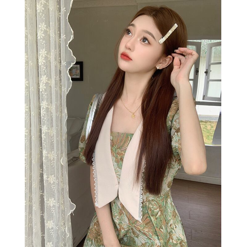 [MEIYI Series] ★One Piece★ Large Size Switching Cute Oil Painting Style Summer Clothes Summer Dress Date Photography Commuting Green Floral Pattern