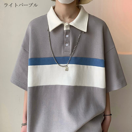 【PPGシリーズ】★トップス★ 3color POLOネック 男女兼用 メンズ 半袖 POLOシャツ ポロシャツ 夏服