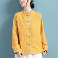 Load image into Gallery viewer, [Qing Series]★China style tops★ 3color embroidery long sleeve shirt simple easy to match Blue Yellow Purple
