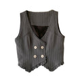 Load image into Gallery viewer, [Minami no Mori Series] ★Vest★ Tops to improve your temperament, cute, gray, gray, SML, XL, vertical stripes, ladies
