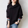 Load image into Gallery viewer, [September ink series] ★China style hoodie★ Embroidered tops, ethnic style, large size, loose, black, black
