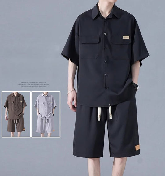 [MEILUOSHI Series]★Setup★ Shirt + Shorts 4color Unisex Men's Large Size Cool