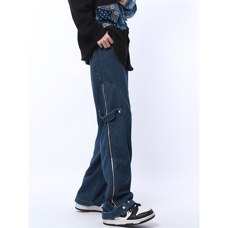 [MGJM Series] ★Denim Pants★ Bottoms Pants Unisex Men's Retro Easy to Match Blue Blue