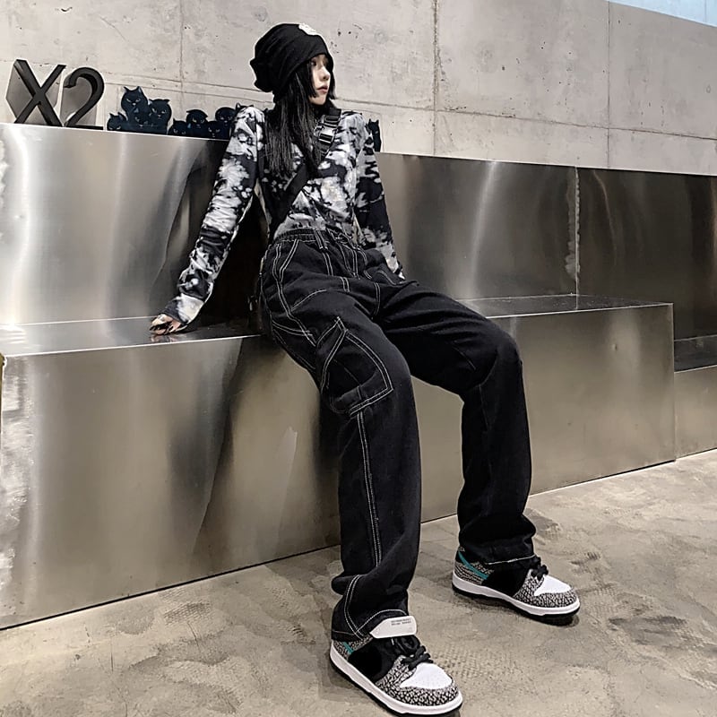 [Miyakoya Series] ★Denim pants★ Bottoms, pants, unisex, black, slim, ins style, easy to match