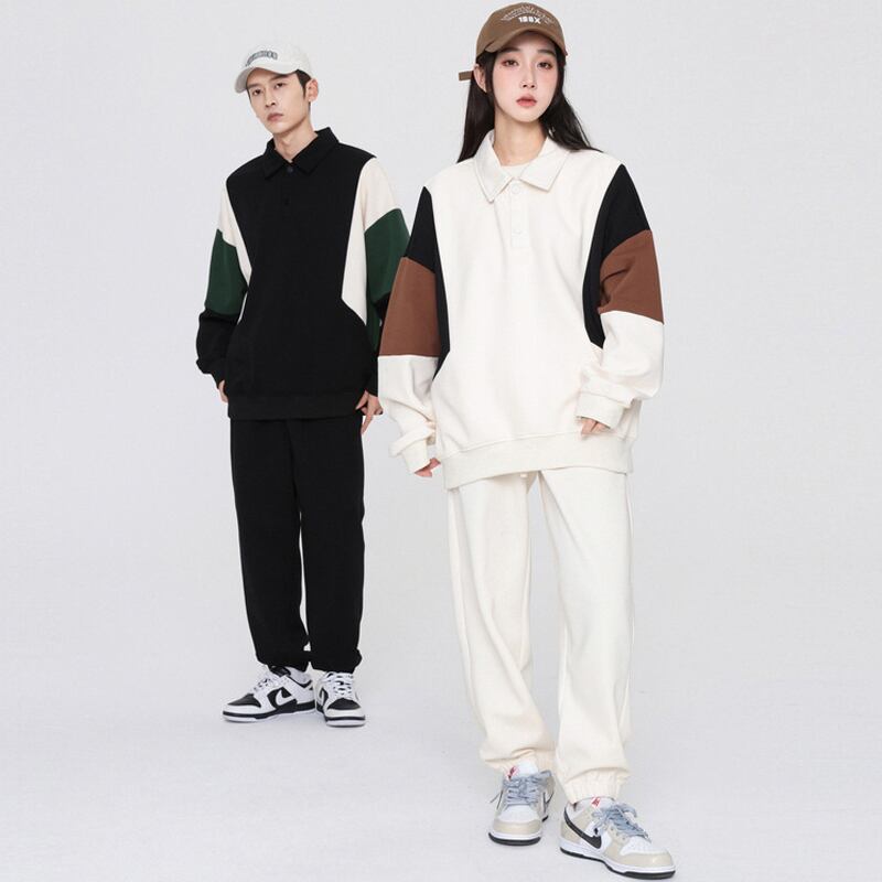 [DLSJ Series] ★Tops★ 4color POLO neck unisex men's long sleeve tops Color scheme black green white brown