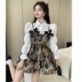 Load image into Gallery viewer, [NANA series]★Setup★ Shirt + hanging dress cat cat 2-piece set white SML cute short length
