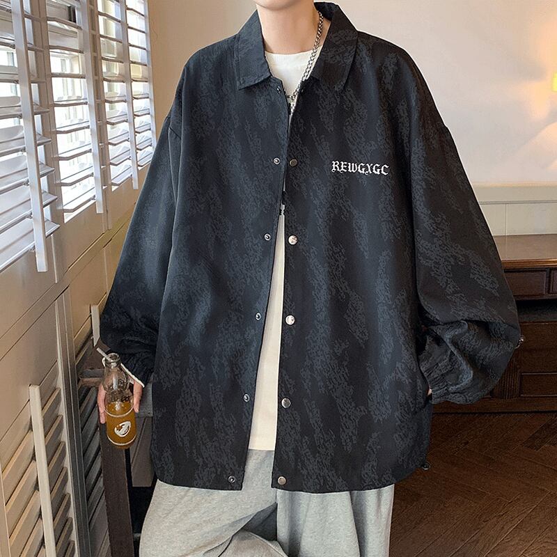 [Teijaku Series] ★Jacket★ 2color Outerwear Unisex Men's Print Beige Black ML XL 2XL