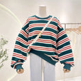 Load image into Gallery viewer, [Rakupei Series] ★Tops★ Horizontal striped pattern Color scheme Fashion Green Green Women's S M L XL Cute
