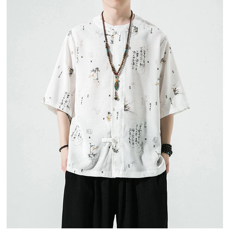 [Nishiki Tang Cloth Series] ★China style shirt★ 3color tops, unisex, men's, large size, text pattern, cool