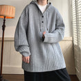 Load image into Gallery viewer, [Emeisa Series] ★Sweater★ 3color Knit Tops Unisex Men's Hooded Vertical Striped Casual
